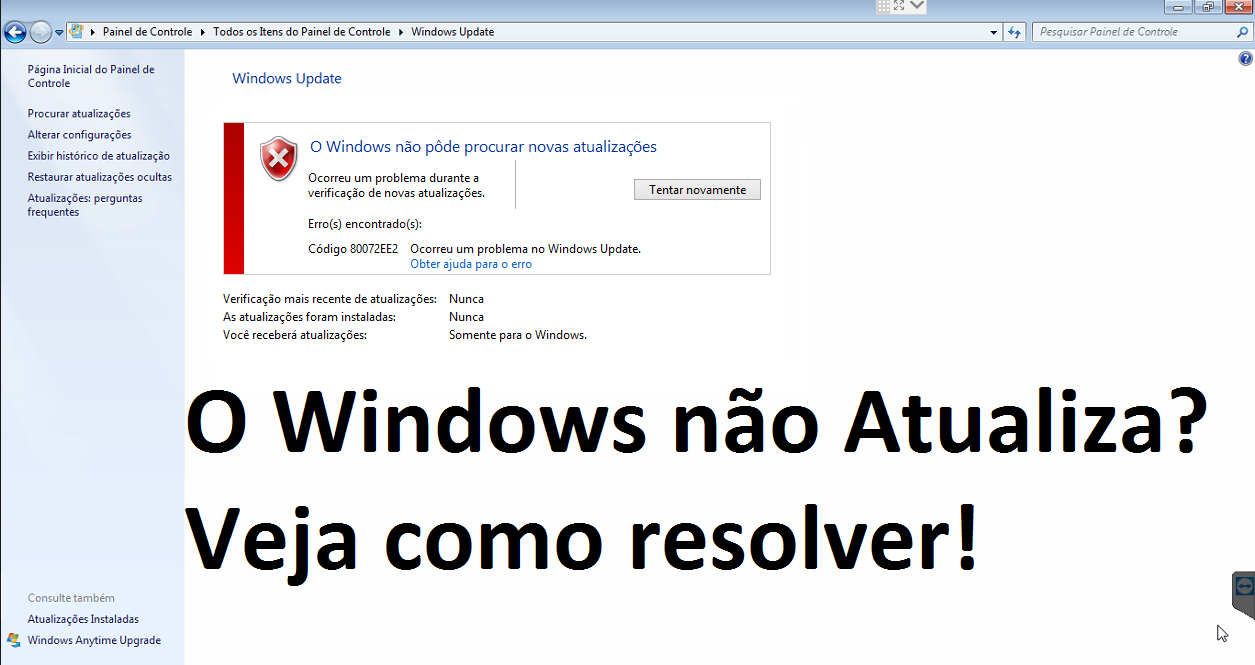 Windows Update não atualiza? Windows7 – Solução 2